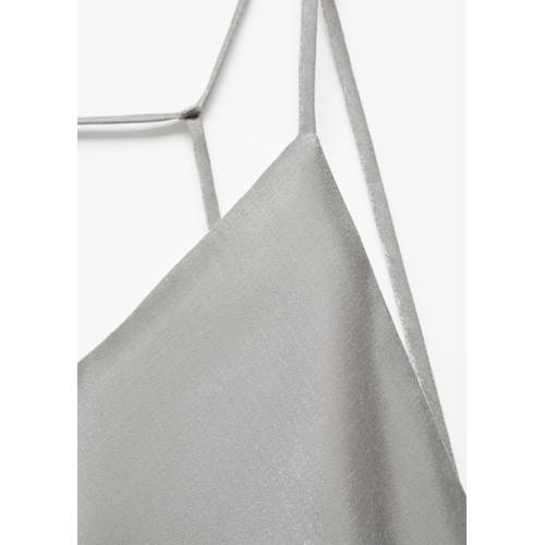 Mango Kids maxi jurk zilver Meisjes Lyocell V-hals Effen 172(L)