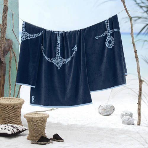 Seahorse strandlaken (per stuk) (180x100 cm) Blauw