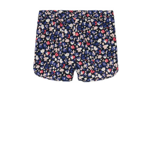 Name it KIDS gebloemde casual short NKFVINAYA donkerblauw'roze wit Korte broek Meisjes Gerecycled polyester 116