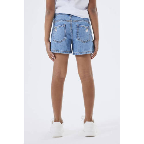 name it KIDS gebloemde regular fit denim short NKFBELLA medium blue denim Korte broek Blauw 158