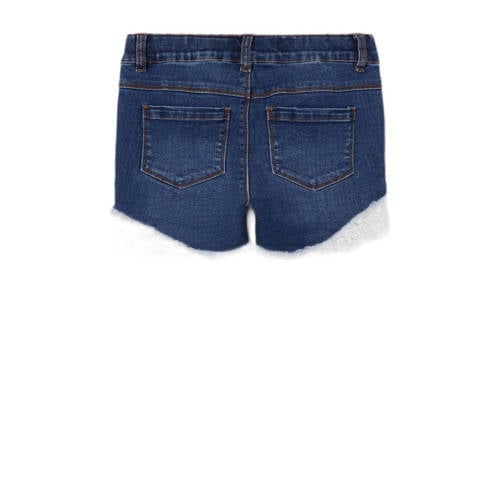 name it KIDS regular fit denim short NKFSALLI dark blue denim Blauw Meisjes Stretchdenim 98