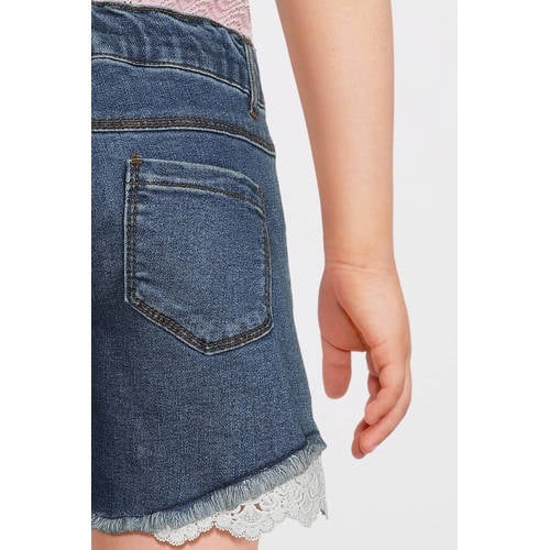 name it KIDS regular fit denim short NKFSALLI dark blue denim Blauw Meisjes Stretchdenim 98