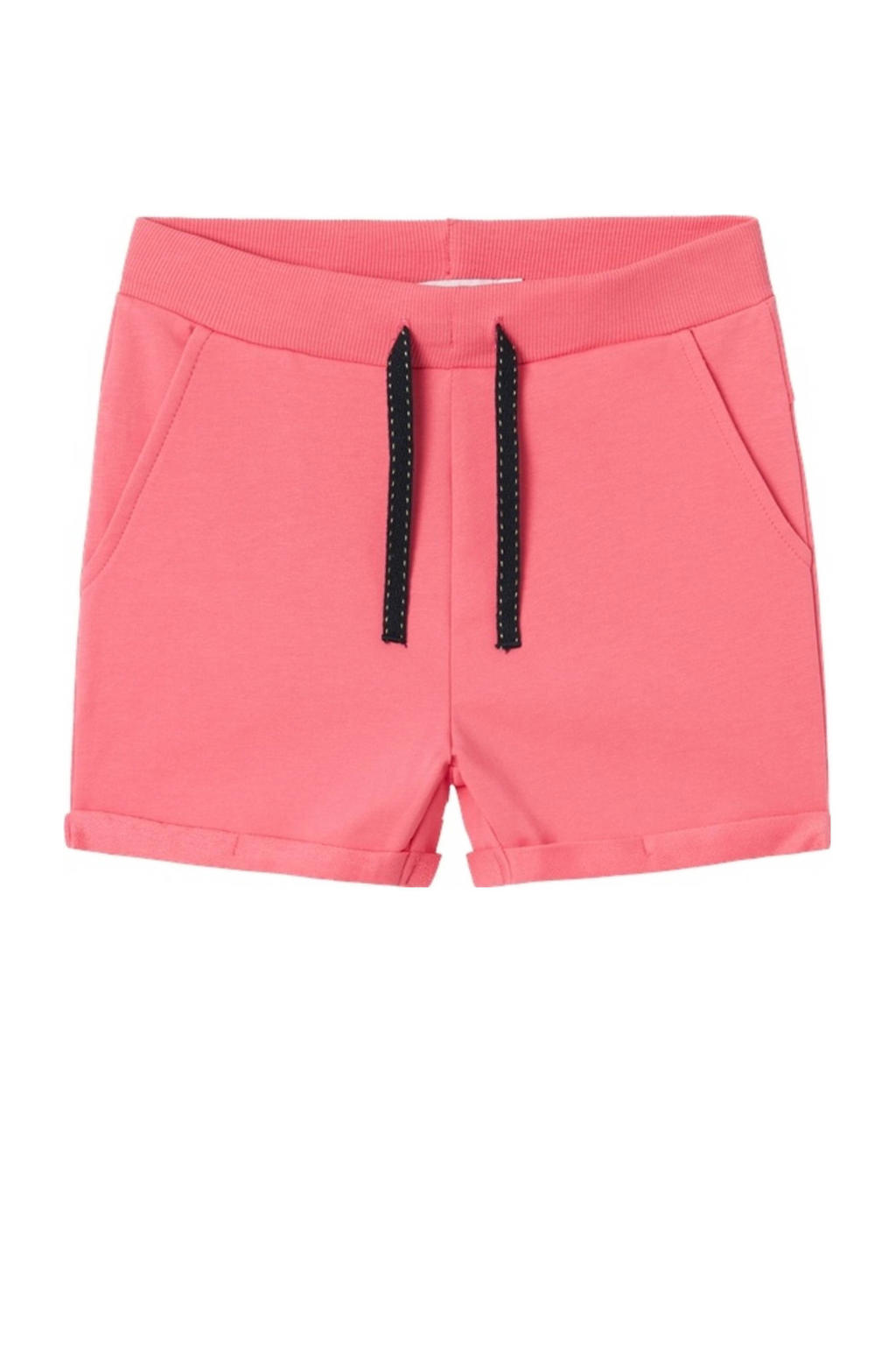 Roze meisjes NAME IT KIDS casual short van sweat materiaal met regular waist, elastische tailleband met koord en effen
