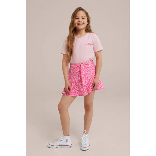 WE Fashion rok Roze Meisjes Gerecycled polyester Bloemen 146 152