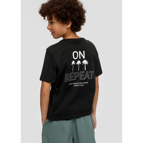 s.Oliver T-shirt zwart Jongens Katoen Ronde hals Effen 152