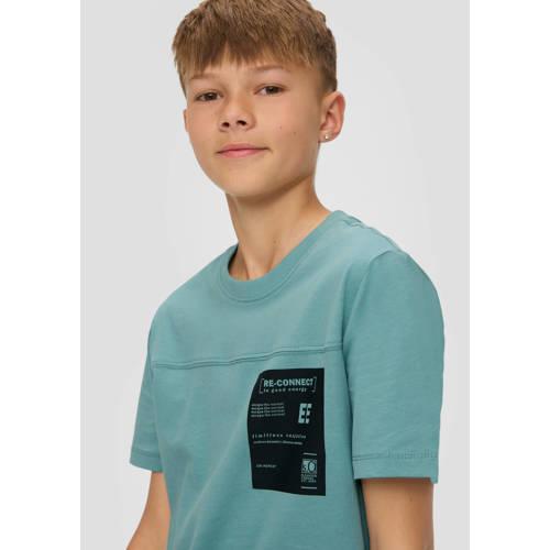 s.Oliver T-shirt petrol Blauw Jongens Katoen Ronde hals Effen 146 152