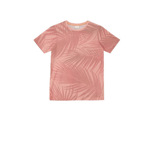 s.Oliver T-shirt met bladprint rood Jongens Polyester Ronde hals Blad