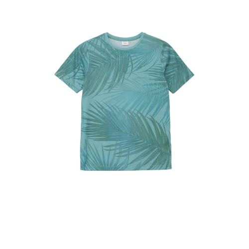 s.Oliver T-shirt met bladprint blauw Jongens Polyester Ronde hals Blad 170 176