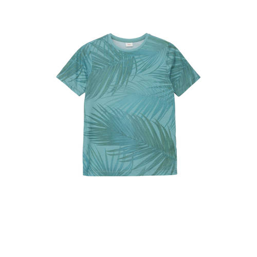 S.Oliver T-shirt met bladprint blauw Jongens Polyester Ronde hals Blad 176