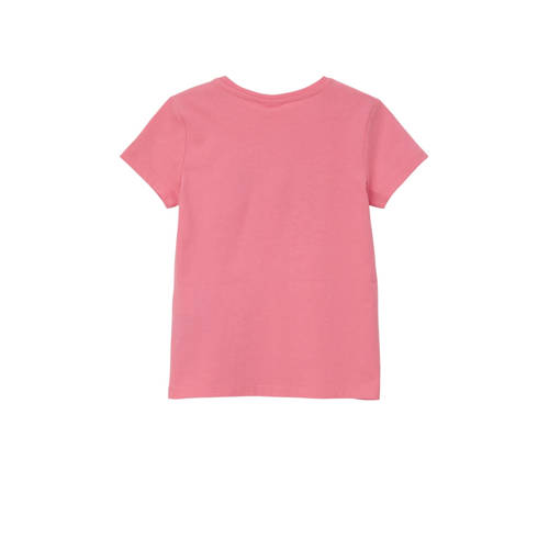 s.Oliver T-shirt met tekst roze Meisjes Katoen Ronde hals Tekst 92 98