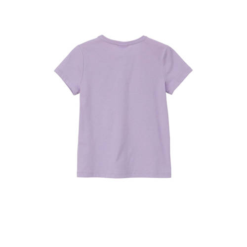 s.Oliver T-shirt met tekst lila Paars Meisjes Katoen Ronde hals Tekst 140