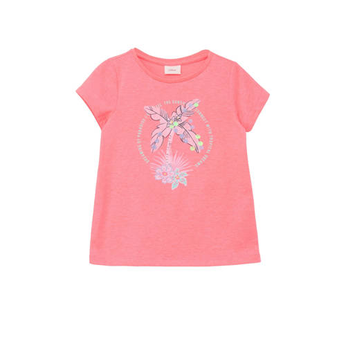 s.Oliver T-shirt met printopdruk roze Meisjes Polyester Ronde hals Printopdruk