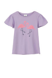 thumbnail: Paarse meisjes s.Oliver T-shirt van katoen met printopdruk, korte mouwen en ronde hals