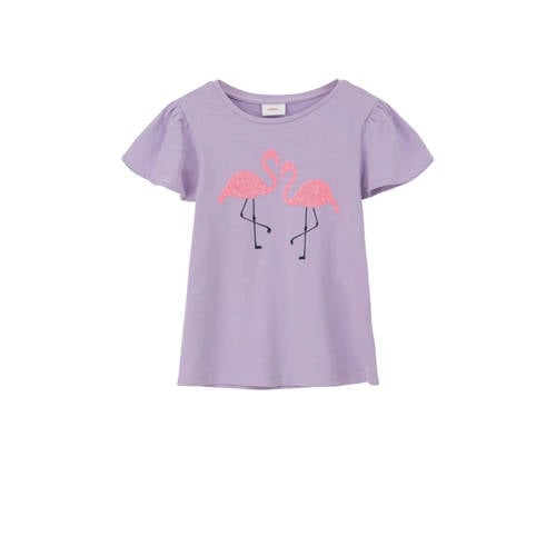 s.Oliver T-shirt met printopdruk paars Meisjes Katoen Ronde hals Printopdruk
