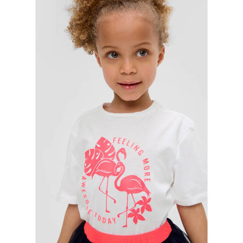 s.Oliver T-shirt met printopdruk Wit Meisjes Polyester Ronde hals Printopdruk 92 98