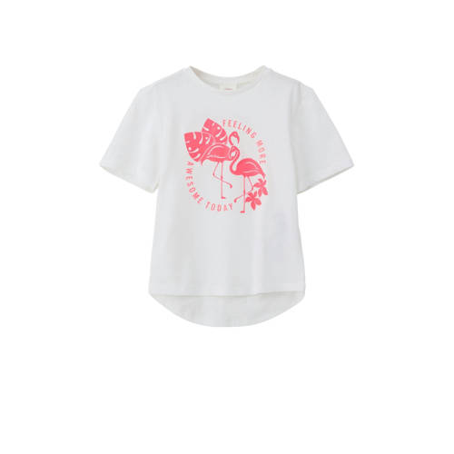s.Oliver T-shirt met printopdruk Wit Meisjes Polyester Ronde hals Printopdruk - 104/110