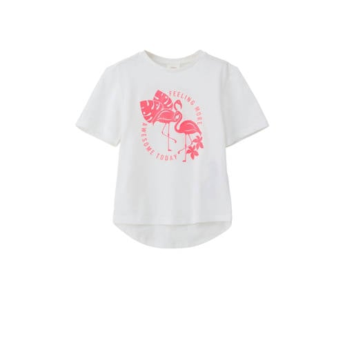 s.Oliver T-shirt met printopdruk Wit Meisjes Polyester Ronde hals Printopdruk