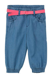 thumbnail: Medium blue denim meisjes s.Oliver broek van katoen met elastische tailleband en effen