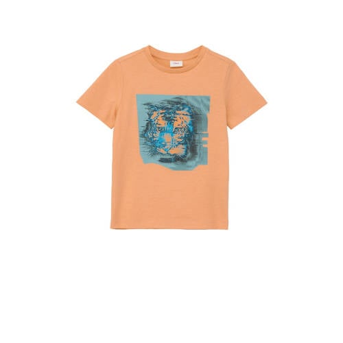 s.Oliver T-shirt met printopdruk Oranje Meisjes Katoen Ronde hals Printopdruk - 104/110