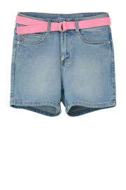 thumbnail: Medium blue denim meisjes s.Oliver short van stretchdenim met rits- en knoopsluiting en effen