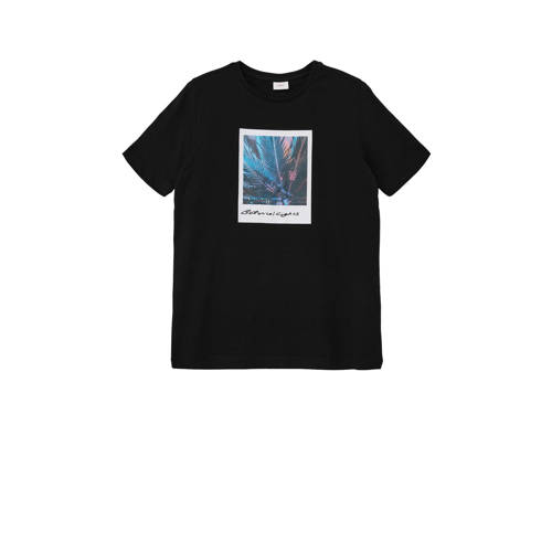 s.Oliver T-shirt met printopdruk zwart Jongens Katoen Ronde hals Printopdruk