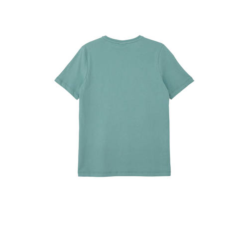 s.Oliver T-shirt met printopdruk petrol Blauw Jongens Katoen Ronde hals 134 140