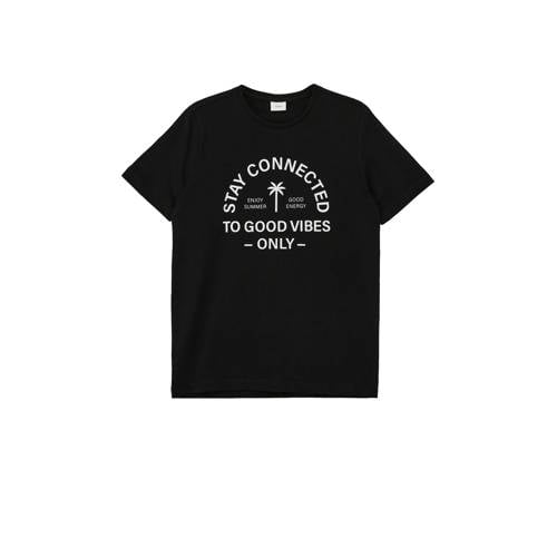 s.Oliver T-shirt met printopdruk zwart Jongens Katoen Ronde hals Printopdruk
