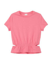thumbnail: Roze meisjes s.Oliver T-shirt van katoen met effen, korte mouwen en ronde hals
