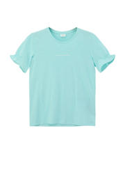 thumbnail: Blauwe meisjes s.Oliver T-shirt van katoen met effen, korte mouwen en ronde hals