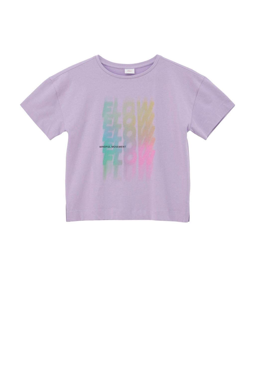 Lilakleurige meisjes s.Oliver T-shirt van katoen met printopdruk, korte mouwen en ronde hals