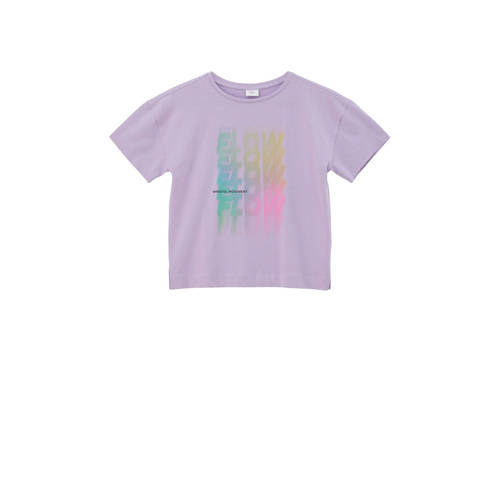 s.Oliver T-shirt met printopdruk lila Paars Meisjes Katoen Ronde hals Printopdruk