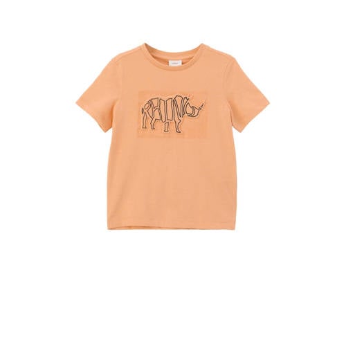 s.Oliver T-shirt met printopdruk oranje Jongens Katoen Ronde hals Printopdruk - 104/110