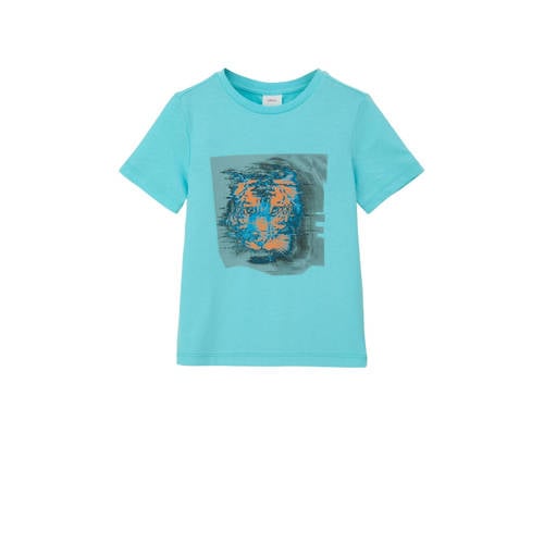 s.Oliver T-shirt met printopdruk blauw Meisjes Katoen Ronde hals Printopdruk