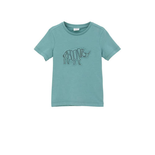 s.Oliver T-shirt met printopdruk petrol Blauw Jongens Katoen Ronde hals