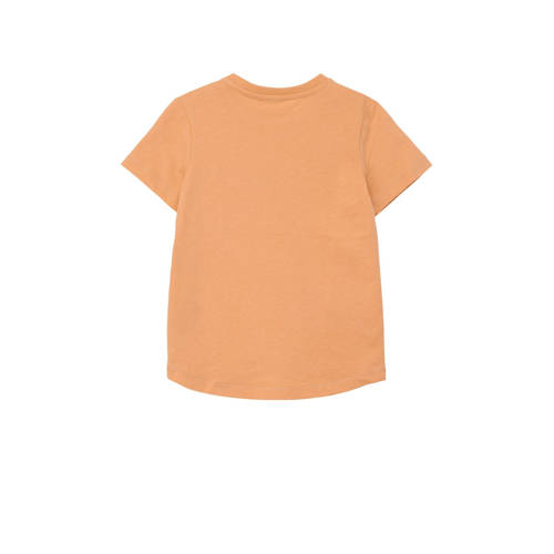 s.Oliver T-shirt met tekst oranje Jongens Katoen Ronde hals Tekst 92 98