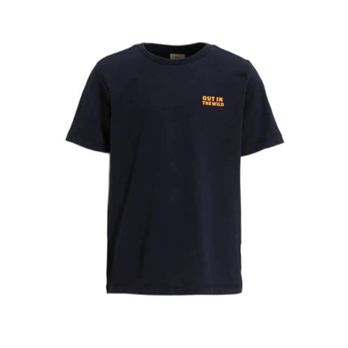 s.Oliver T-shirt met backprint navy Blauw Jongens Katoen Ronde hals Backprint