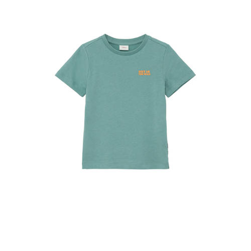 s.Oliver T-shirt met backprint petrol groen donkerblauw Jongens Katoen Ronde hals 140