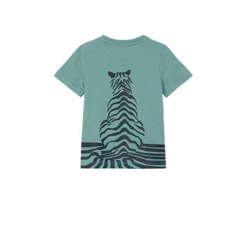 s.Oliver T-shirt met backprint petrol groen/donkerblauw Jongens Katoen Ronde hals