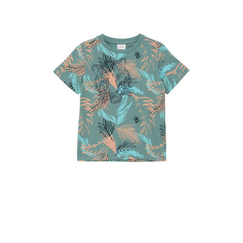 s.Oliver T-shirt met all over print groen/blauw/oranje Jongens Katoen Ronde hals