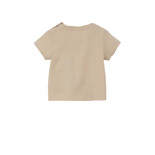 S.Oliver baby T-shirt met printopdruk zand Beige Jongens Katoen Ronde hals 50 56