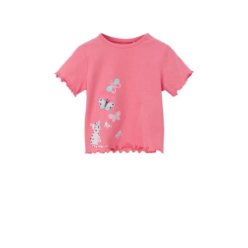 s.Oliver baby T-shirt met printopdruk roze Meisjes Katoen Ronde hals Printopdruk