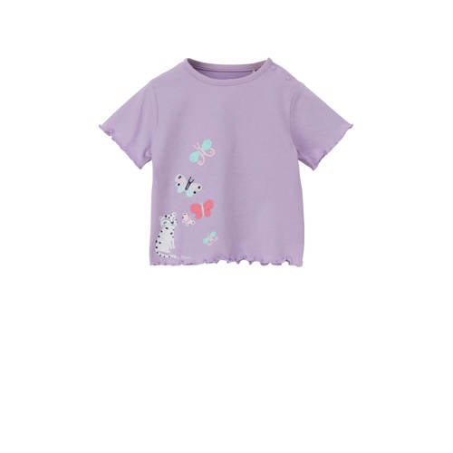 s.Oliver baby T-shirt met printopdruk lila Paars Meisjes Katoen Ronde hals