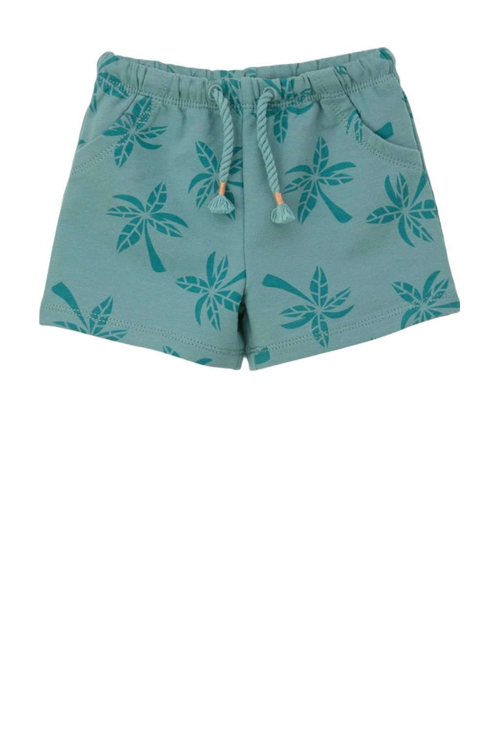 Blauwe jongens s.Oliver baby sweatshort van stretchkatoen met elastische tailleband met koord