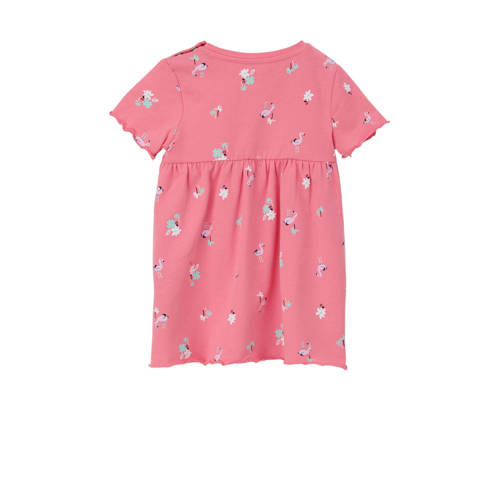 S.Oliver baby jurk met all over print multicolor Roze Meisjes Stretchkatoen Ronde hals 50 56