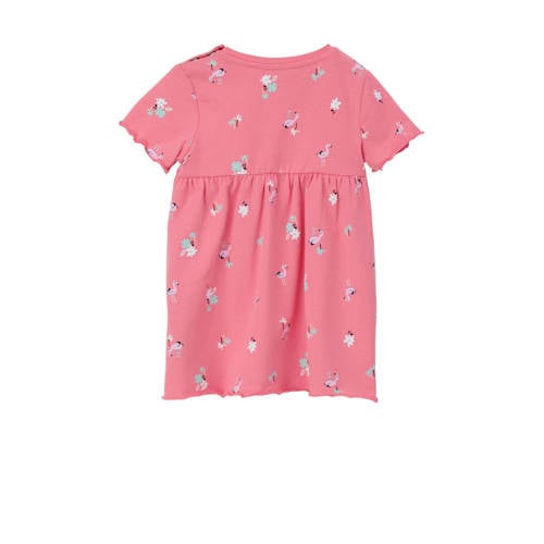 S.Oliver baby jurk met all over print multicolor Roze Meisjes Stretchkatoen Ronde hals 92
