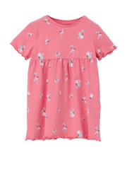 thumbnail: Roze meisjes s.Oliver baby jurk multicolor van stretchkatoen met korte mouwen, ronde hals en drukknoopsluiting