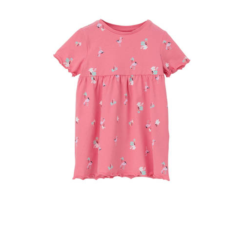 s.Oliver baby jurk met all over print multicolor Roze Meisjes Stretchkatoen Ronde hals
