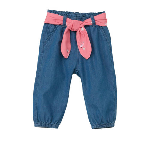 s.Oliver baby relaxed jeans blauw/roze - (set van 2) Meisjes Katoen Effen