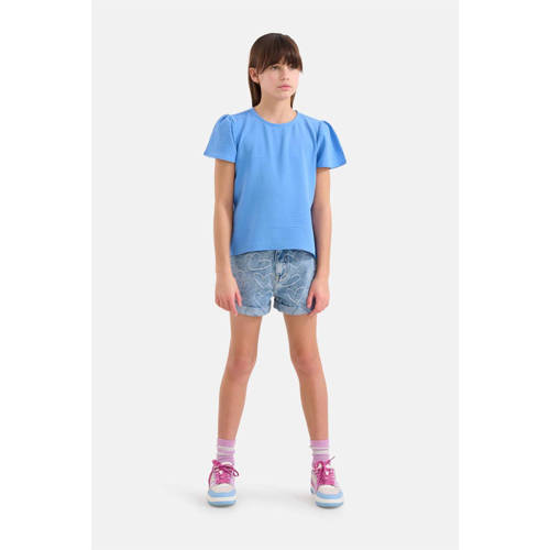 Shoeby T-shirt blauw Meisjes Polyester Ronde hals Effen 98 104