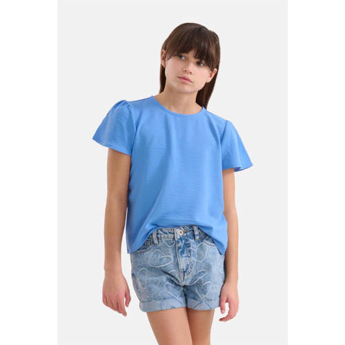 Shoeby T-shirt blauw Meisjes Polyester Ronde hals Effen 98 104